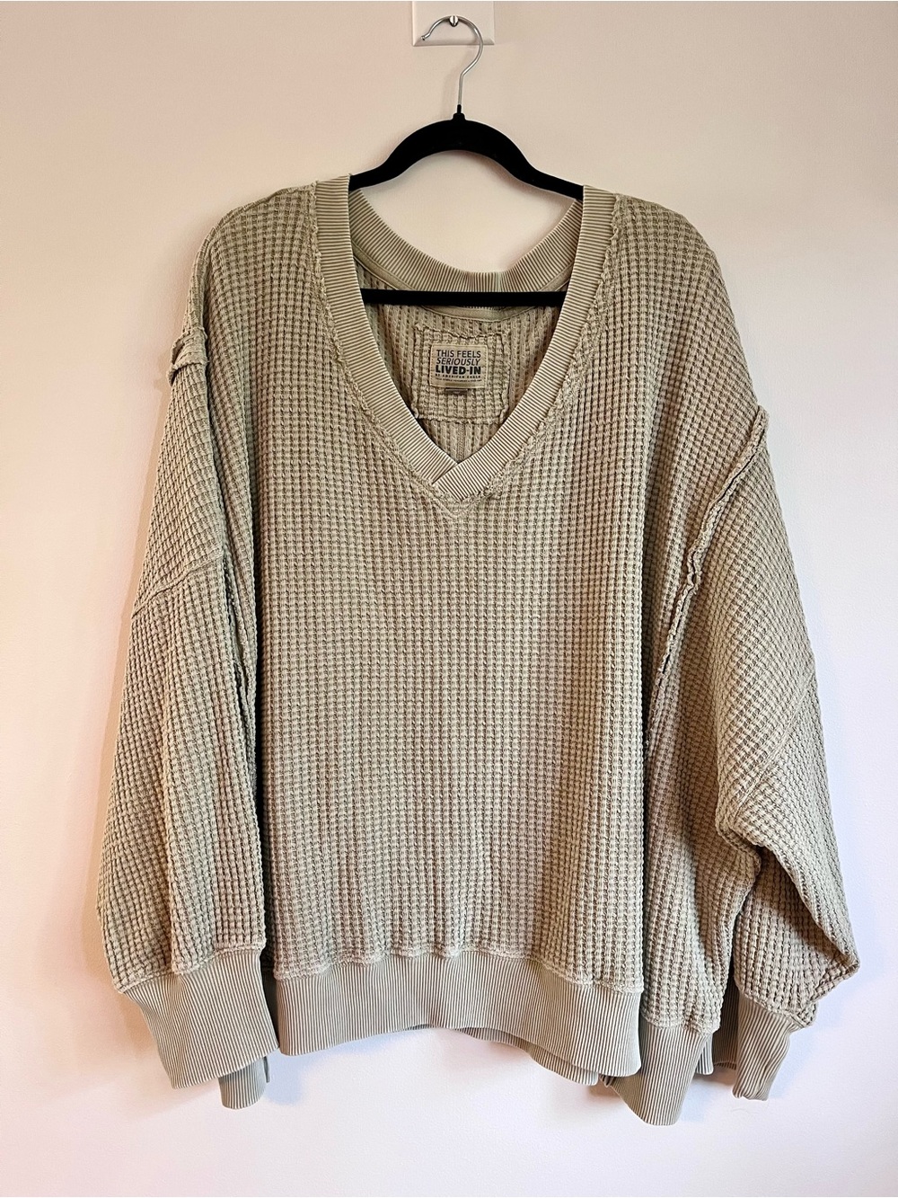 AE Big Hug Waffle V-Neck Sweater